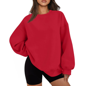 Pull-over décontracté surdimensionné pour femme, col rond, manches longues, logo tissé sur le devant, usage quotidien, printemps été automne hiver 2025 - Product Image 4