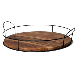 Bandeja de servicio de madera artesanal para café, comida, desayuno, cena, bandeja de servicio de bambú de 3 tamaños con asas - Product Image 5