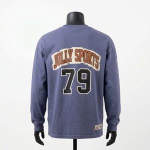 T-shirt homme manches longues 220 GSM coton premium doux violet délavé vintage avec logo personnalisé imprimé, durable - Product Image 2