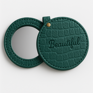 Porte-clés miroir compact en cuir PU de qualité, personnalisé avec logo, cadeau d'entreprise promotionnel en gros - Product Image 1