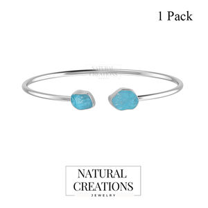 Premium 925 Sterling Silver Trendy Bracelet Réglable Bracelets Paraiba Apatite Forme Brute Twister Bracelet Cadeau Femmes - Product Image 2