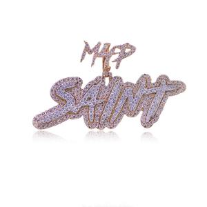 Or Rose blanc diamants taille ronde VVS Moissanite Hip Hop pendentif bijoux Ice Out bijoux pendentif en argent Sterling 925 - Product Image 1