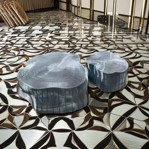 Table basse en acier inoxydable poli, sculpture décorative en fer, <span class=keywords><strong>art</strong></span>, mobilier pour jardin, maison, hôtel de luxe, forgé - Product Image 4