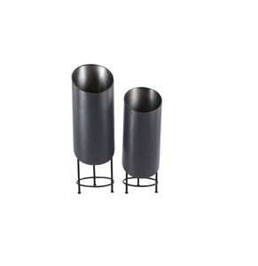 Stylish vintage-inspired wrought iron flower <b>vases</b> with unique floral <b>engravings</b> for high-end wedding and party decor - Product Image 1