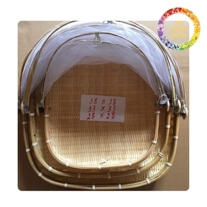 Cesta de bambú natural con cubierta plegable de red para Alimentos | Origen de Vietnam - Product Image 2