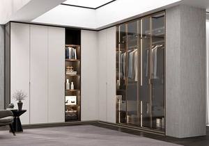Luxury Beige Wardrobe With Glass Center Panel And LED Lighting Modern Bedroom <b>Storage</b> <b>Cabinet</b> For Elegant Home Interior - Product Image 6