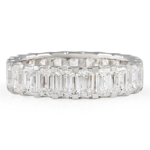 Anillo de Eternidad de Lujo con Diamante Cultivado en Laboratorio con Corte Esmeralda Chapado en Oro de 14K, Anillo de Bodas para Mujer - Product Image 1