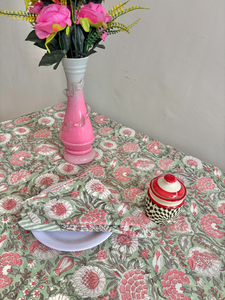 Mantel de Algodón Estampado a Mano: Rayas Florales, Estilo Bohemio para Comedor - Product Image 6