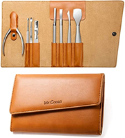 Kit de manucure et pédicure professionnel 12 pièces en acier inoxydable noir, coupe-ongles 3-en-1, cure-oreilles, outils d'art des ongles des orteils - Personnalisable