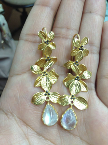 แฮนด์เมดดอกไม้925เงินสเตอร์ลิงชุบทองพลอยธรรมชาติพรรคสวมใส่ครบรอบของขวัญแต่งงานวันเกิด - Product Image 4