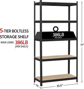 5 단 유틸리티 선반, 금속 보관 선반 차고 선반 유닛 조정 가능한 차고 보관 선반 보관 랙 - Product Image 2