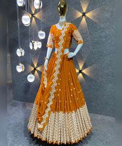 Prix de gros, Lahenga Choli Dupatta en soie indienne de créateur, lourd et exclusif, tenue de mariage traditionnelle indienne/pakistanaise, moderne - Product Image 2