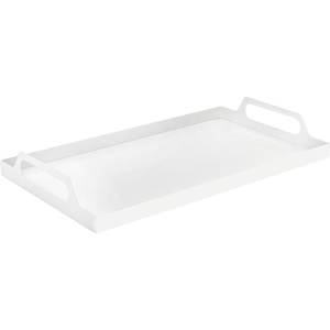 Plateau de service rectangulaire élégant et durable en aluminium blanc, multifonctionnel, personnalisable et stylé, idéal pour le Ramadan et les mariages. - Product Image 1