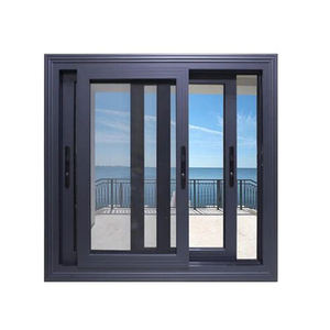 JBDhome Fenêtres coulissantes en aluminium inspirées du bateau en verre Portes coulissantes en aluminium noir avec fenêtres latérales - Product Image 6