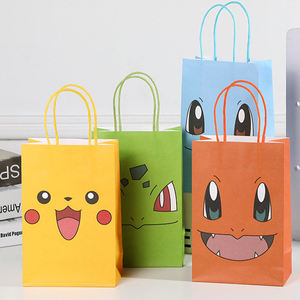 Sac à main en papier enduit de Chine, sac cadeau pour fête d'anniversaire, sac à bonbons, vert, mignon, dessin animé, fermeture éclair sur le dessus, gaufré, fait à la main, de haute qualité - Product Image 6