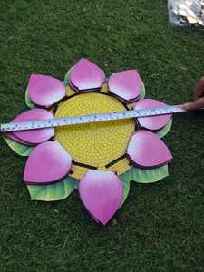 Loto de MDF pesado para decoración Base redonda con estampado de hojas verdes y pétalos rosas para Diwali Puja y montaje de decoración de entrada festiva DIY - Product Image 5