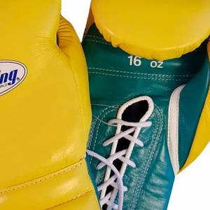 Gants de boxe à lacets gagnants, jaune vert, cuir véritable, gants d'entraînement de combat professionnels, gants de sparring faits à la main, 8oz 16oz - Product Image 3