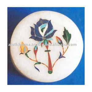 Caja de Joyería de Mármol Blanco Pulido Hecha a Mano de la Mejor Calidad con Incrustaciones de Flores Hermosas en Forma Redonda para Regalos Empresariales - Product Image 1