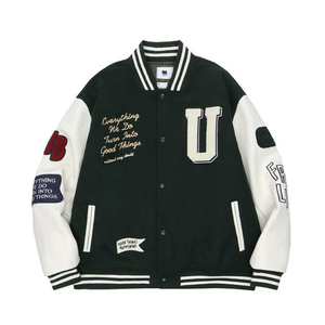 แจ็กเก็ตทีมเบสบอลแขนสีขาวสำหรับผู้ชายเสื้อแจ็กเก็ตทีมตัวแทนออกแบบได้ตามที่ต้องการ - Product Image 3