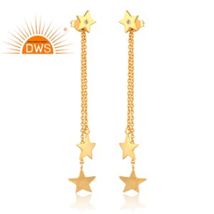 Pendiente de plata de ley hecho a mano con Topacio blanco Natural, diseño de estrella de gota larga, joyería para mujer, regalo para ella - Product Image 3