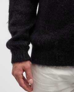 Pull en maille fourrée tendance d'hiver sur mesure en gros, pull en mélange de mohair, pull à logo, pull à col rond en mohair pour homme - Product Image 4