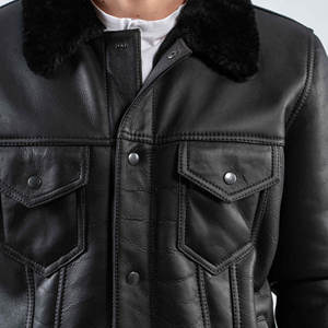 Veste en cuir de haute qualité en peau d'agneau véritable usine directe grande taille veste en cuir à fermeture éclair à la mode pour hommes manteaux en cuir - Product Image 4