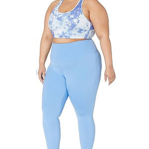 Femmes taille haute Nylon Spandex respirant écologique Yoga Leggings ensemble Sexy Plaid Gym costume sans couture élastique taille fermeture - Product Image 4