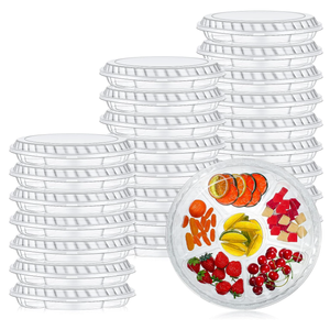Bandejas y platos desechables de 12 pulgadas, <span class=keywords><strong>6</strong></span> compartimentos, bandeja de comida de plástico, bandeja redonda de plástico para servir, <span class=keywords><strong>6</strong></span> secciones, bandeja redonda de plástico para servir - Product Image 2