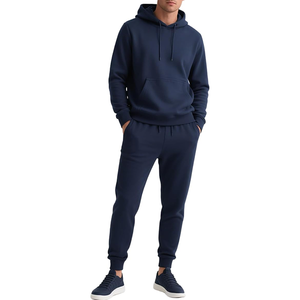 Custom Logo Mens Factory Heavy Fleece Cropped No <b>Strings</b> Hoodies Work Casual Sport Wear Sweatpants Set Tracksuits with Hoodies - Product Image 1