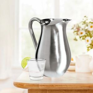 Carafe à eau en acier inoxydable au design moderne pour boire de l'eau, du jus, du café, du thé glacé pour la maison, le restaurant, la décoration de la salle à manger - Product Image 2