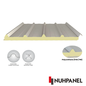 Panel Sándwich para Montaje Solar en Techo, Panel de Techo Aislado PIR de 5 Nervaduras, 1000 mm de Ancho, Resistente al Fuego/Agua, para Cámaras Frigoríficas y Hoteles - Product Image 2