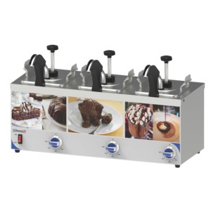 Distributeur de sauce triple chauffant avec pompe pour fontaines à chocolat - Product Image 1