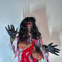 Masque de zombie fantôme animatronique avec vêtements d'horreur pour Halloween pour les maisons hantées, les centres commerciaux, les aéroports, les garderies et les jardins d'enfants