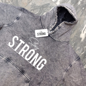 Sudaderas con capucha de lavado ácido de alta calidad Jersey de color gris Ropa informal de gran tamaño Sudaderas con capucha cálidas de invierno con logotipo serigrafiado - Product Image 2