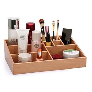 Natural Wooden <b>Makeup</b> Organizer Rectangle Shape Modern Design With Multiple Compartments For Storage Made in Vietnam - Product Image 1