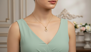 จี้ทอง 14K ประดับเพชรทรงเรขาคณิตแบบโมเดิร์น ดีไซน์วงแหวนคู่ - Product Image 5