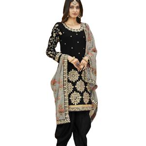 Traje de Patiala de trabajo con estampado de organza de seda de arte pesado de diseñador por Fab Zone - Product Image 1