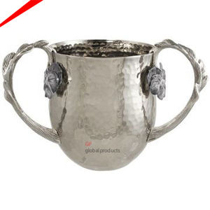 Tasse de lavage juive en cuivre écologique de designer tasse de lavage des mains juive de style judaïsme avec deux poignées - Product Image 5