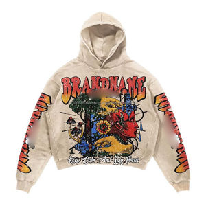 Sudadera con capucha de algodón con logotipo personalizado de alta calidad Sudadera con capucha de gran tamaño de lana pesada Premium Sudadera con capucha básica para hombre - Product Image 1