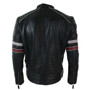 Cuir GW0512 Blouson de moto Legend Classic noir de qualité supérieure en cuir avec doublure matelassée pour homme - Product Image 4