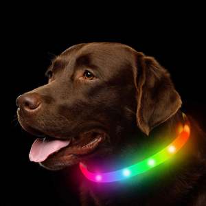 Luxury Rechargeable Silicone <b>LED</b> Dog Necklace Solid Pattern Simple Style Nylon Polyester Material Bright Lights for Pets - Product Image 4