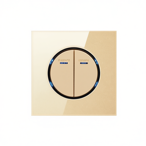 86mm Round <b>LED</b> Switch Panel with Gold Tempered Glass Double <b>Controls</b> Two Dimmers - Product Image 2