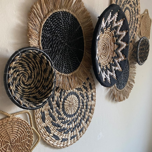 GRANDE VENTE 2024: Ensemble de paniers muraux décoratifs ronds en jonc de mer | Assiettes de décoration murale fabriquées au Vietnam - Product Image 6
