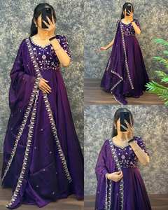 Traje Étnico Afgano con Dupatta, Bordado en Seda, Manga 3/4, para Todas las Temporadas, Diseños VISHNU K, AV-AMBIKA - Product Image 4