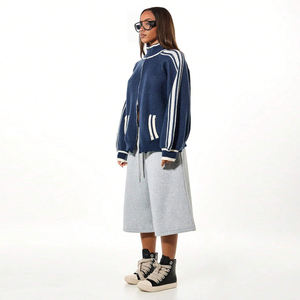 Set di Lusso da Donna <span class=keywords><strong>con</strong></span> <span class=keywords><strong>Cardigan</strong></span> a Righe <span class=keywords><strong>con</strong></span> Zip e Pantaloni Larghi, Elegante Abbigliamento Casual a Due Pezzi per Primavera ed Estate - Product Image 3