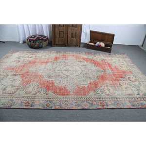 Turkish Rug, 6.8x10.9 ft Oversize Rug, <b>Red</b> Blue <b>Wool</b> Rug - Product Image 3
