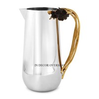 Pichet à eau et à café en verre transparent de haute qualité avec poignée en métal design unique poli brillant argenté