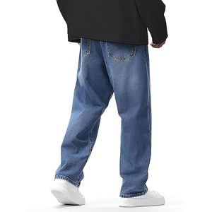 Korean Version <b>Men's</b> Loose <b>Jeans</b> Simple Design Distressed Washed Stone Print Mid Waist Variety of Colors to Choose From Hot Sale - Product Image 2