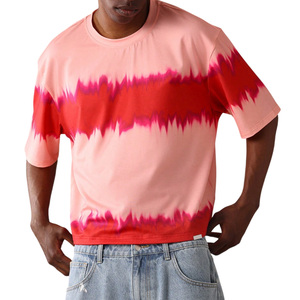 Camisas personalizadas con tinte de corbata para hombre, camisetas OEM de moda de verano de algodón transpirable con impresión de logotipo y soporte de etiqueta privada - Product Image 1