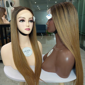 100% brut vietnamien Ombre Blonde couleur os droite 24 pouces perruques de cheveux humains Double dessiné dentelle longue longueur vendeur - Product Image 2
